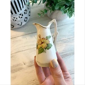 ❌4/$20 Vintage miniature hibiscus vase, mini floral pitcher, Cottagecore decor